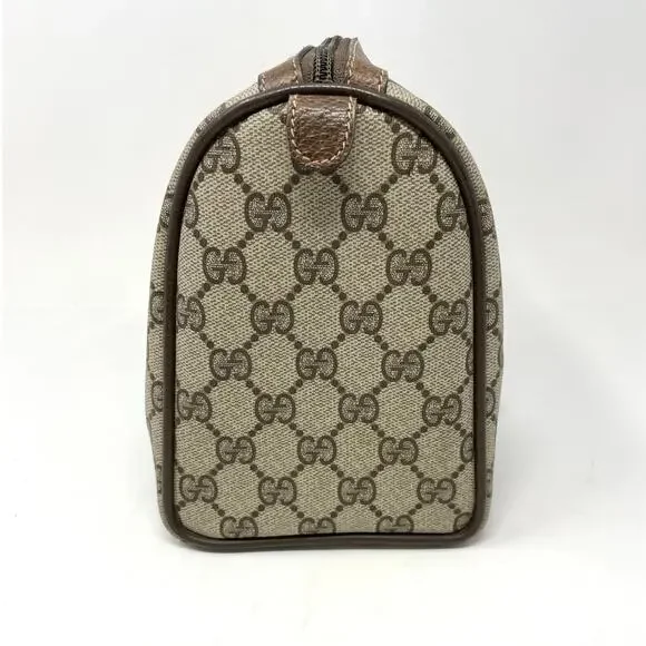 Gucci GG Supreme Monogram Web Vintage Boston Bag Canvas Leather Beige Brown - Picture 6 of 16